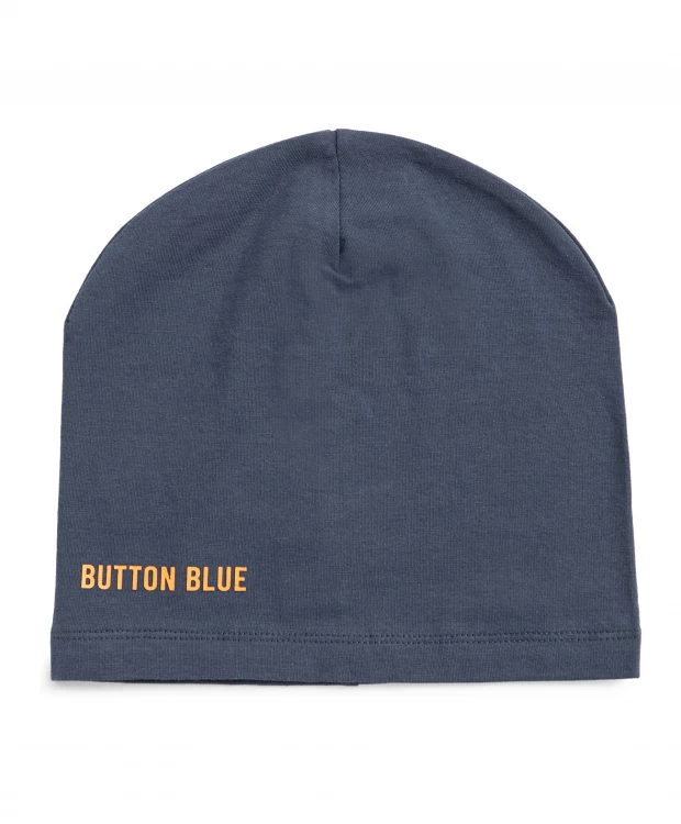 фото Шапка бини без подворота детская button blue (54)