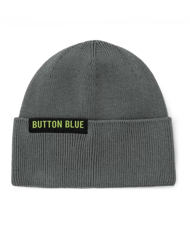 фото Шапка бини с подворотом детская button blue (56)