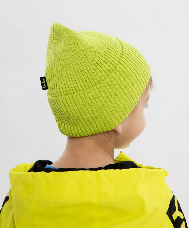фото Шапка бини с подворотом салатовая детская button blue (52)