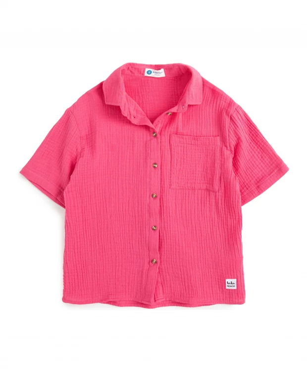 фото Рубашка с коротким рукавом розовая для девочки button blue (104)