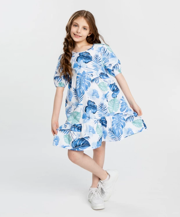 фото Платье с принтом мультицвет для девочки button blue (146)
