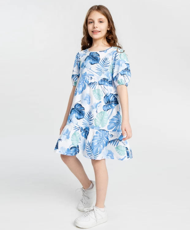 фото Платье с принтом мультицвет для девочки button blue (146)