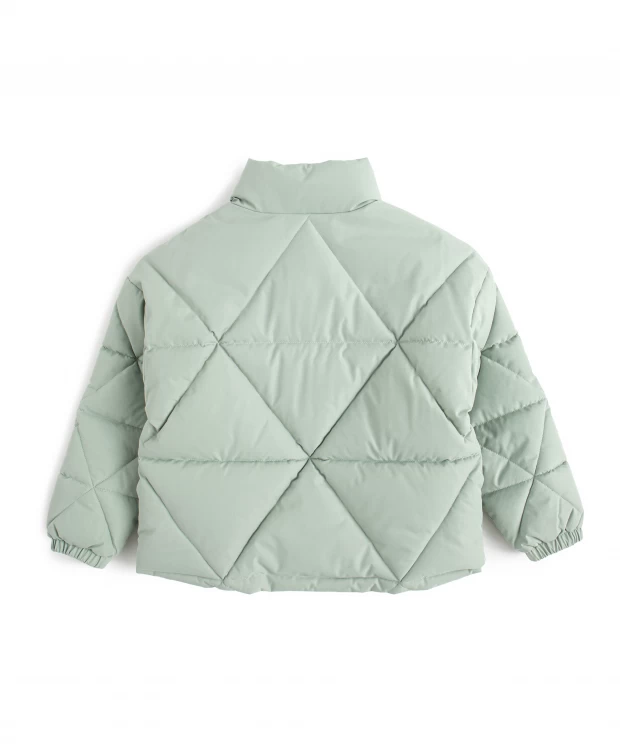 фото Куртка с геометричной стежкой демисезонная зелёная для девочки button blue (158)