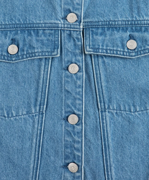 фото Жилет джинсовый голубой для девочки button blue (146)