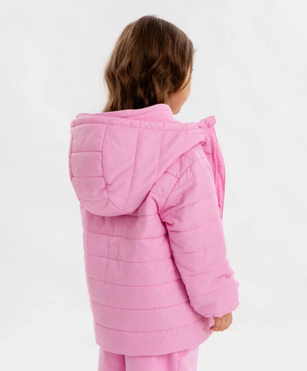 фото Куртка с капюшоном демисезонная стёганная розовая для девочки button blue (104)