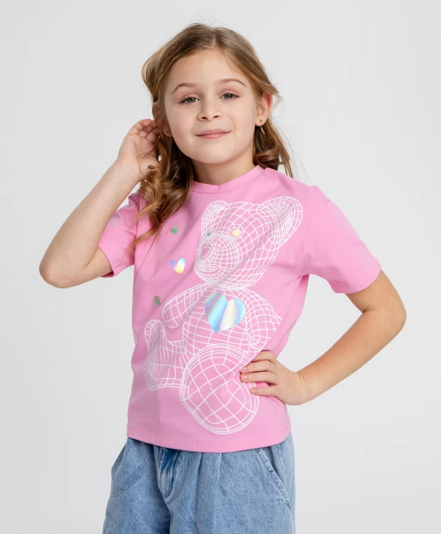Футболка с принтом розовая для девочки Button Blue футболка с принтом в рубчик сиреневая для девочки button blue