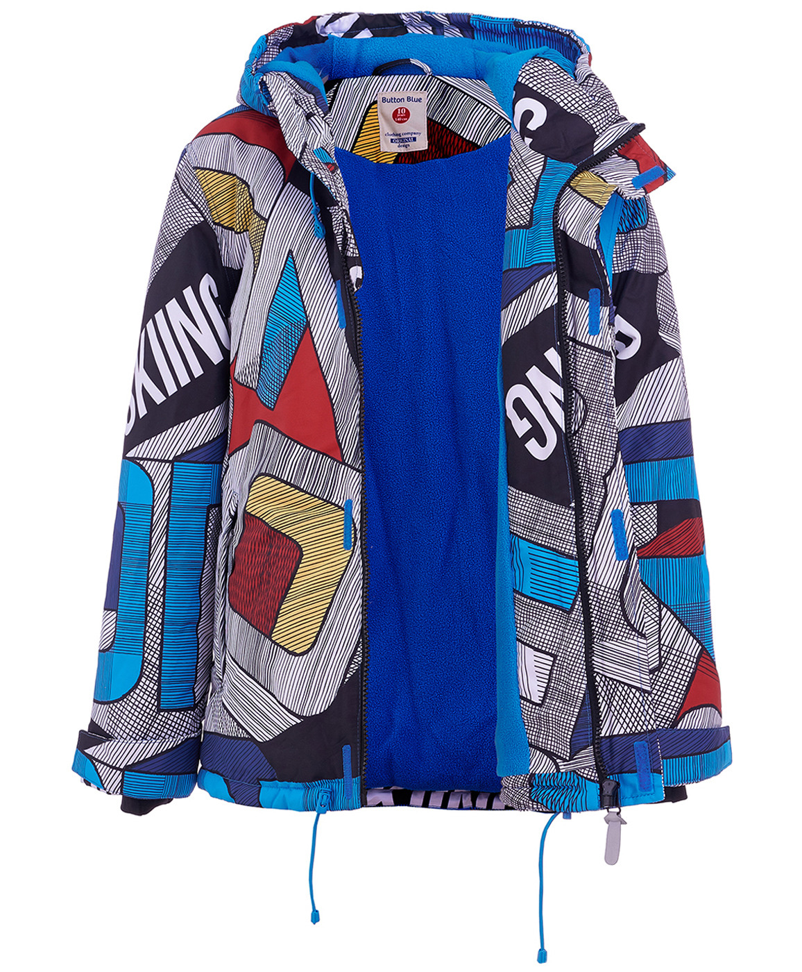 фото Серая зимняя куртка с орнаментом button blue button blue active