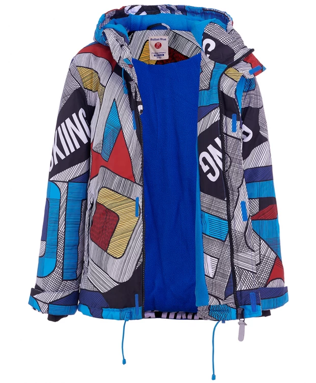 Серая зимняя куртка с орнаментом Button Blue (134), размер 134, цвет голубой Серая зимняя куртка с орнаментом Button Blue (134) - фото 4