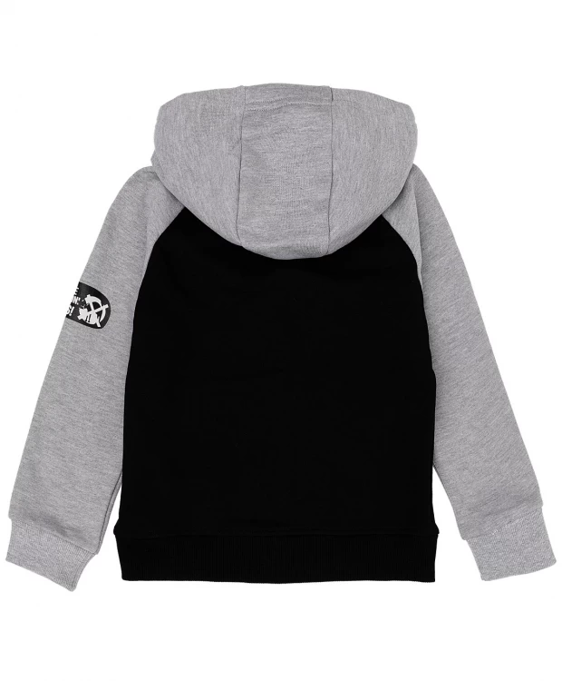 фото Серо-черная толстовка с капюшоном button blue (104)