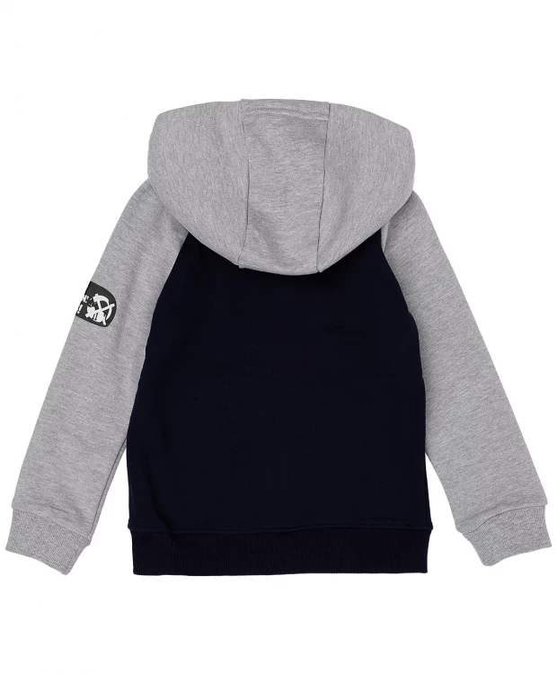 фото Серо-синяя толстовка с капюшоном button blue (116)