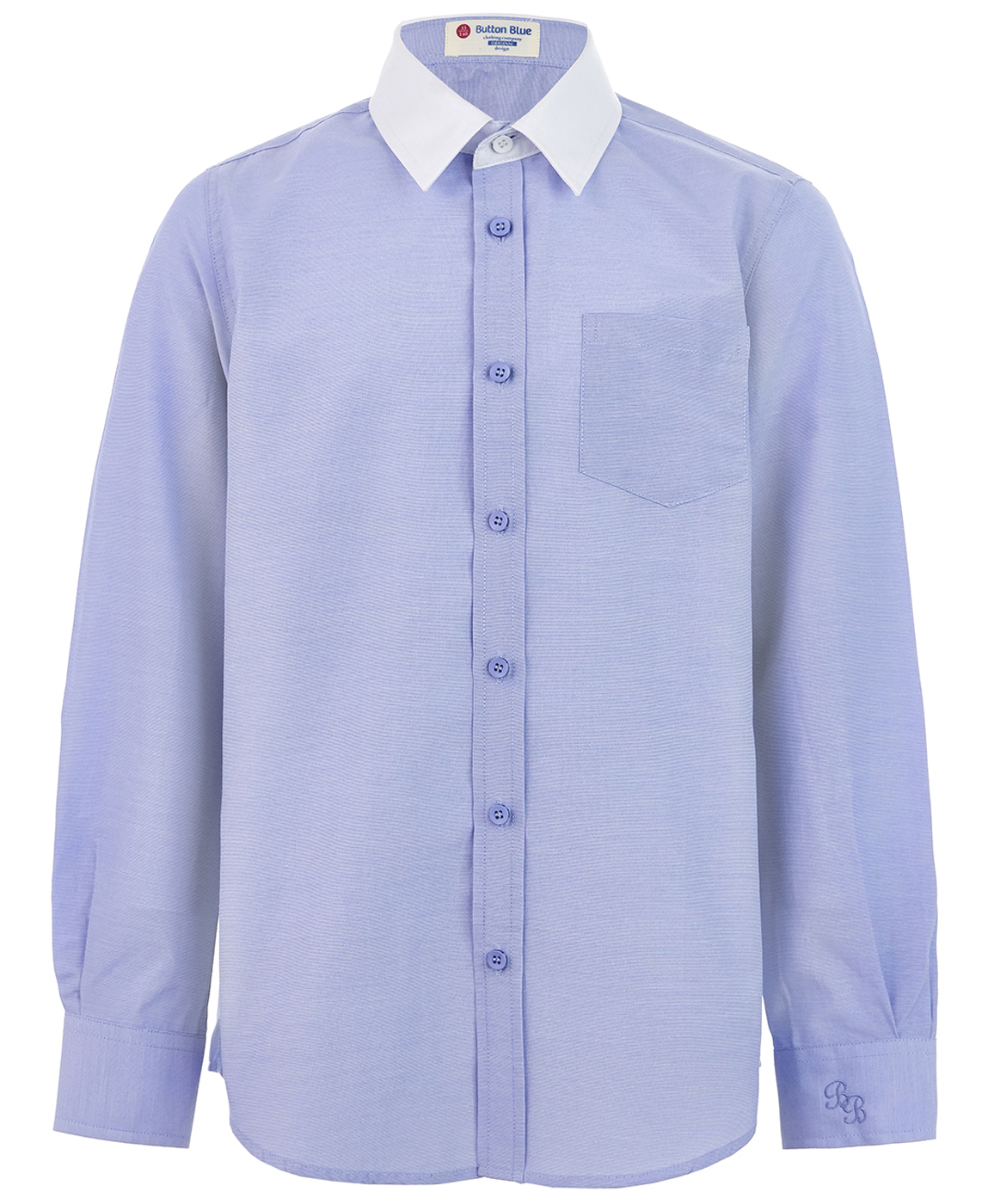 Голубая рубашка с белым воротничком Button Blue