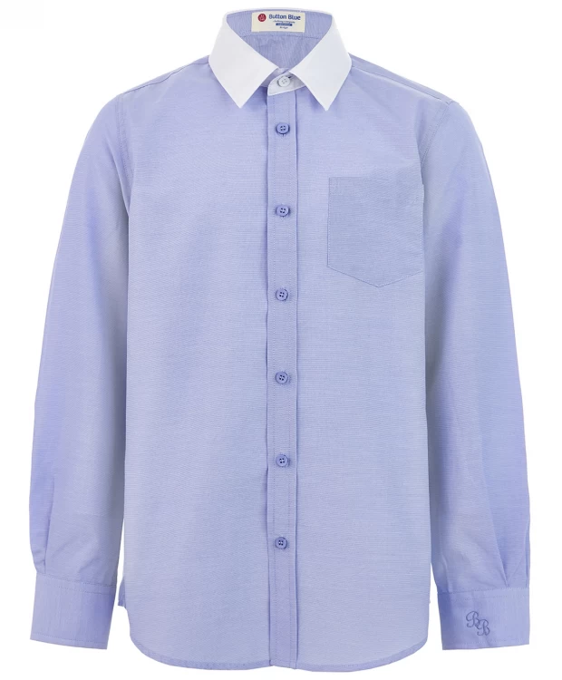фото Голубая рубашка с белым воротничком button blue (146)