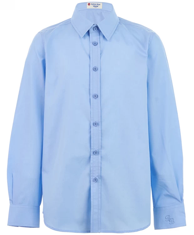 фото Голубая приталенная рубашка button blue (158)