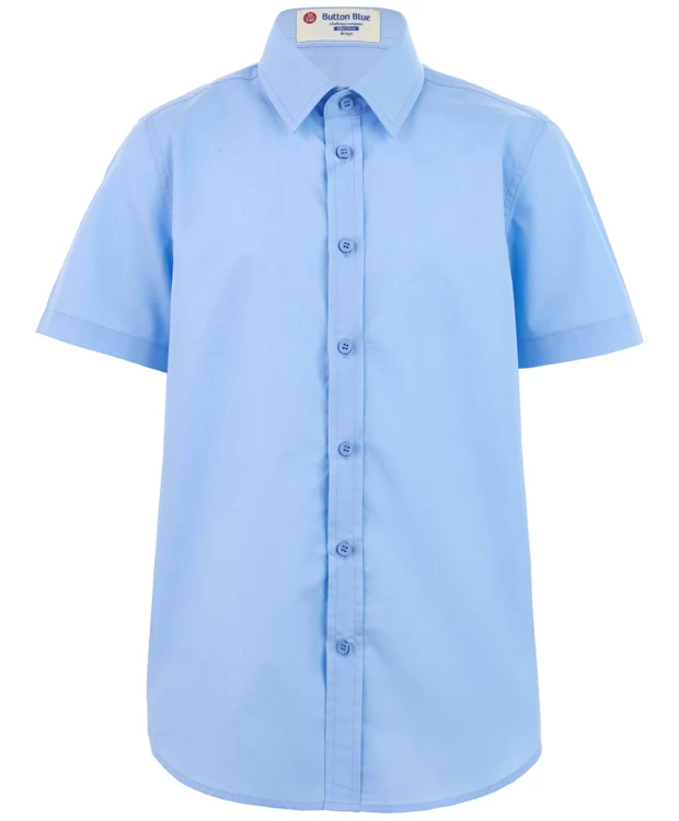 фото Голубая приталенная рубашка button blue (122)