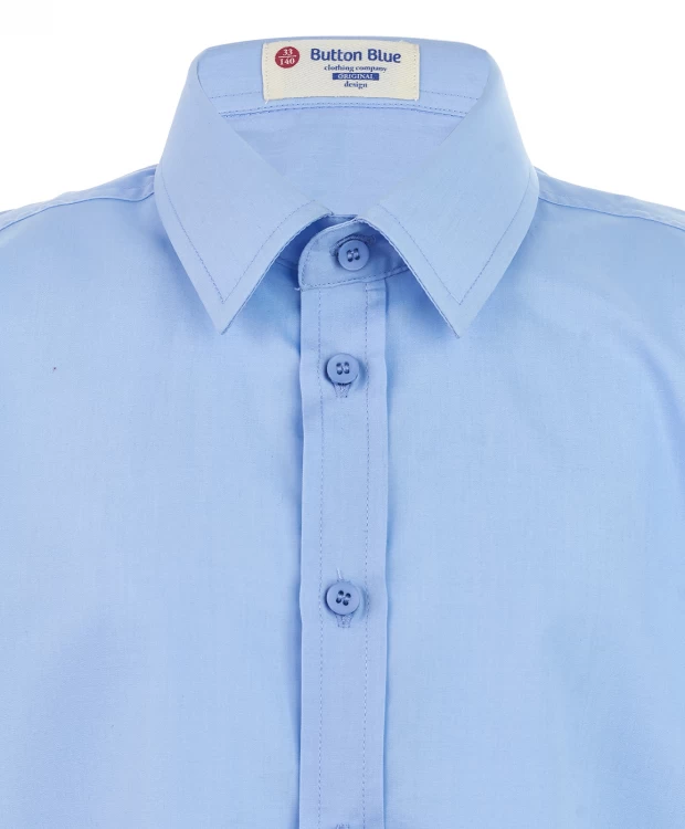 фото Голубая приталенная рубашка button blue (122)