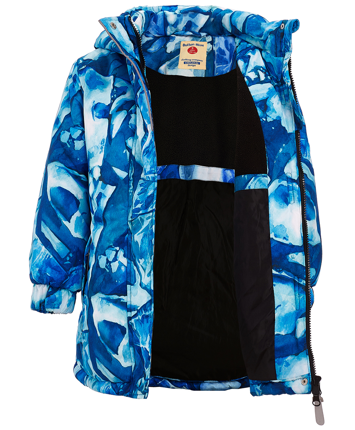 Синее зимнее пальто с орнаментом Button Blue 219BBGA45010020, размер 98, цвет синий - фото 4