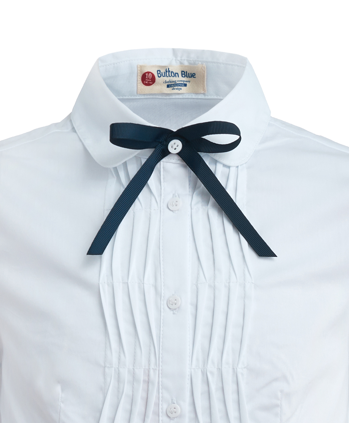 

Белая блузка со сменным бантиком Button Blue, Белый, 219BBGS22010200