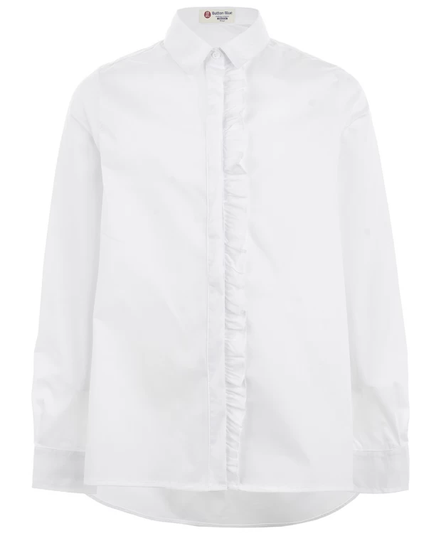 Белая блузка с удлиненной спинкой Button Blue (128), размер 128, цвет белый Белая блузка с удлиненной спинкой Button Blue (128) - фото 1