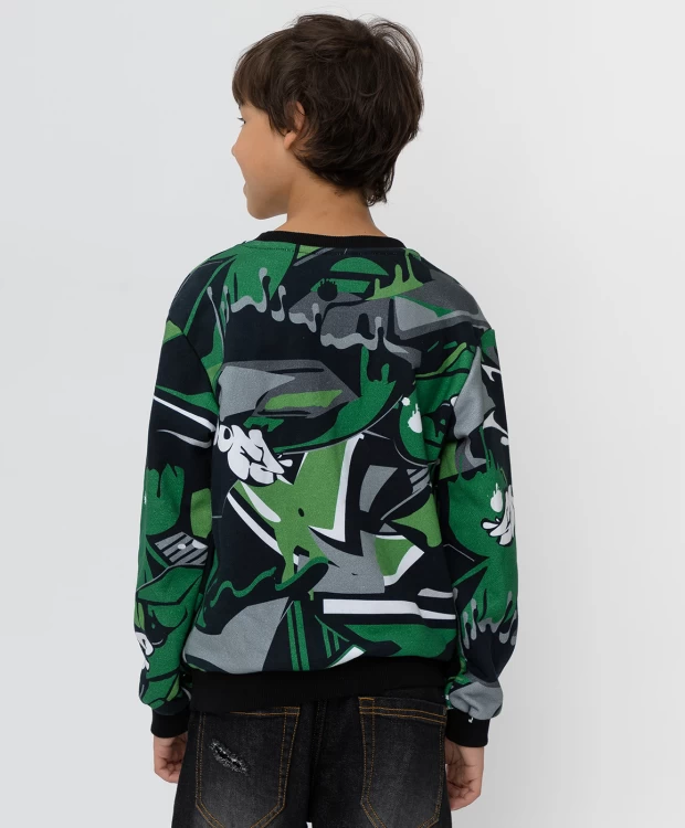 фото Зеленая толстовка с принтом button blue (152)