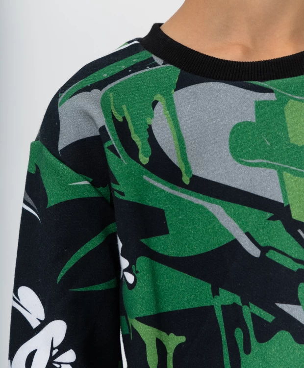 фото Зеленая толстовка с принтом button blue (152)