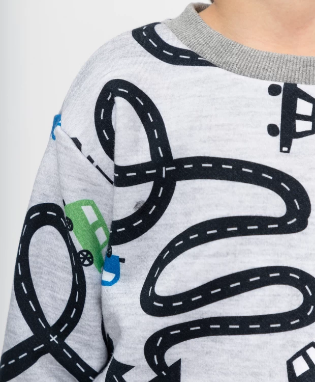 фото Серая толстовка из футера с принтом button blue (110)