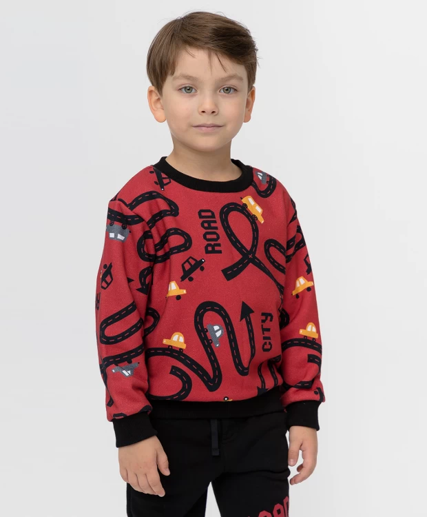 фото Красная толстовка из футера с принтом button blue (98)