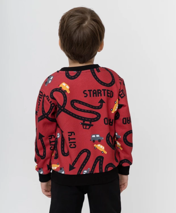 фото Красная толстовка из футера с принтом button blue (98)