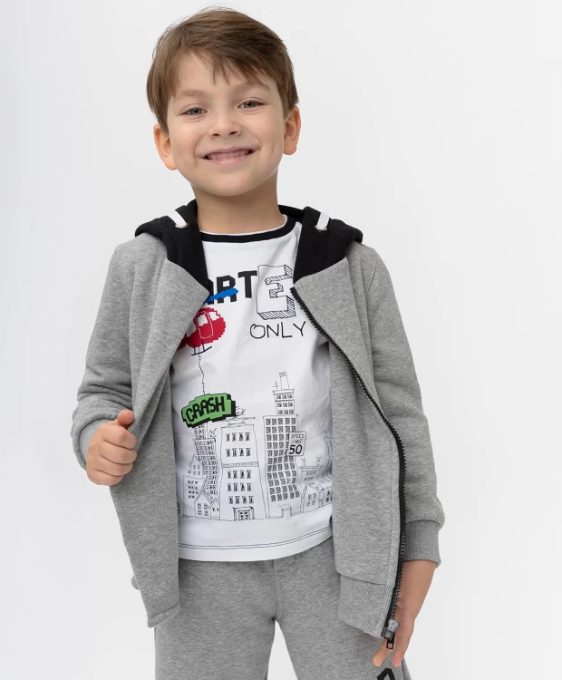 фото Серая толстовка из футера button blue (116)