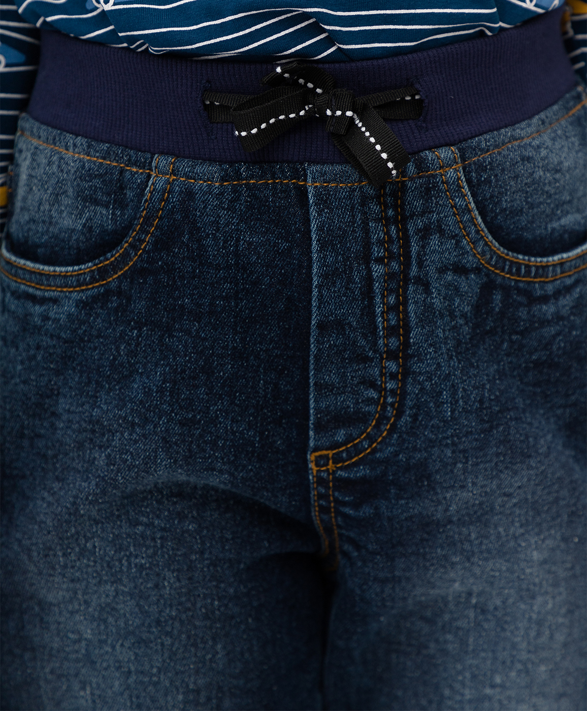 Синие джинсы Button Blue 220BBBMC6302D100, размер 110, цвет синий на резинке - фото 5