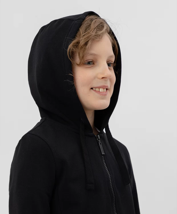 фото Черная толстовка из футера button blue (146)