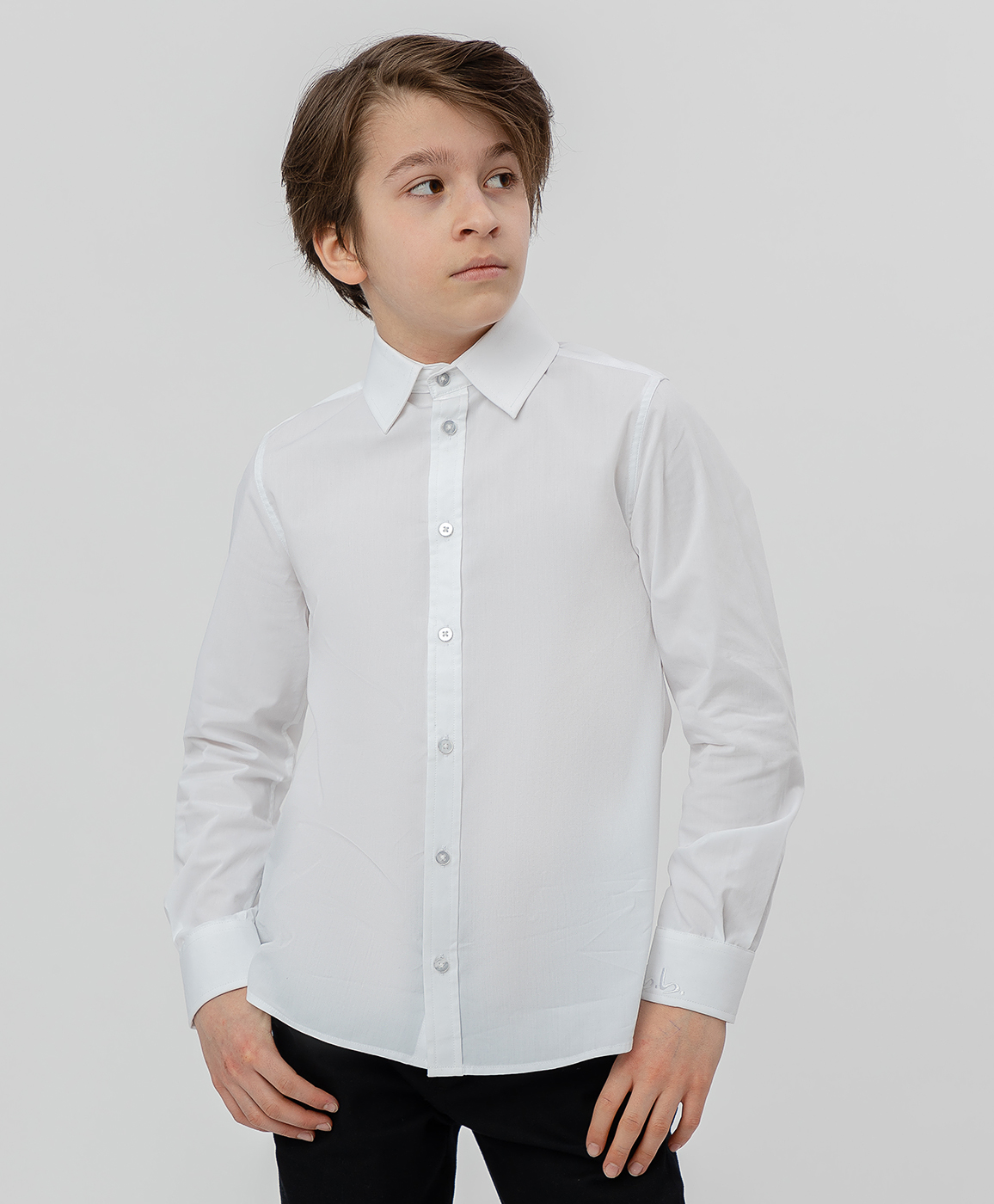 Белая приталенная рубашка Button Blue