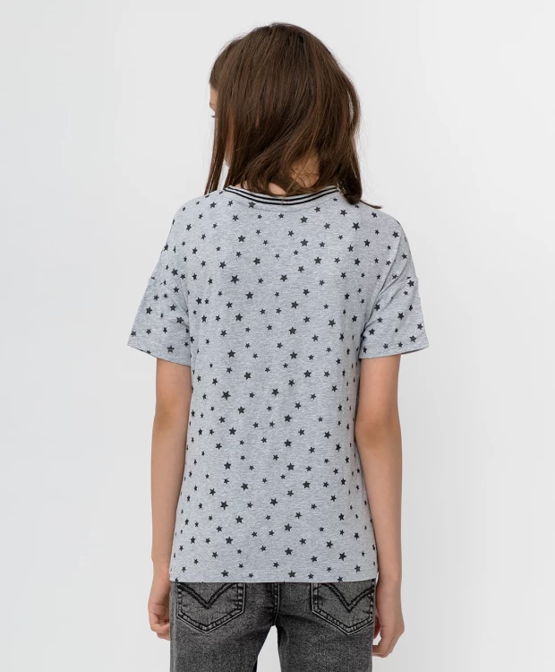 фото Серая футболка с принтом button blue (140)