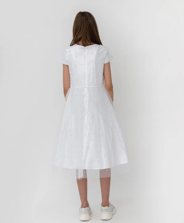 фото Белое платье с сеткой button blue (158)