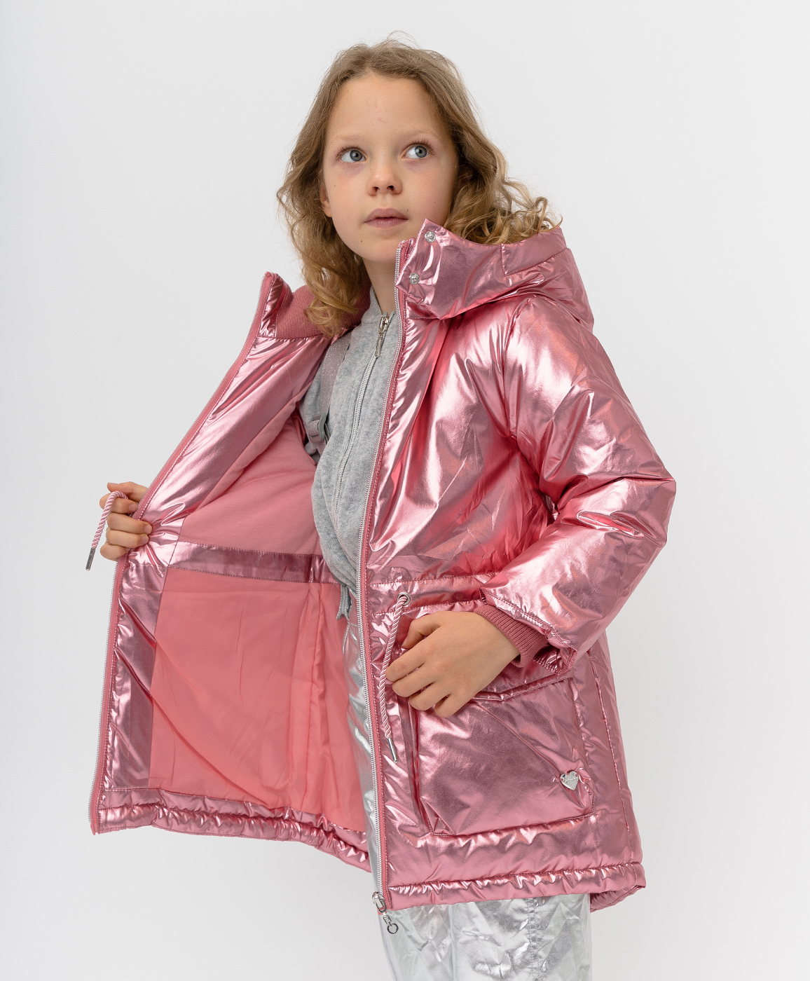 Розовое демисезонное пальто Button Blue 220BBGMC45011200, размер 116, цвет розовый - фото 3