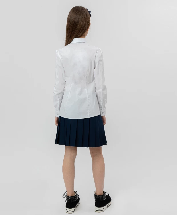 фото Белая рубашка с пуговицами-стразами button blue (134)