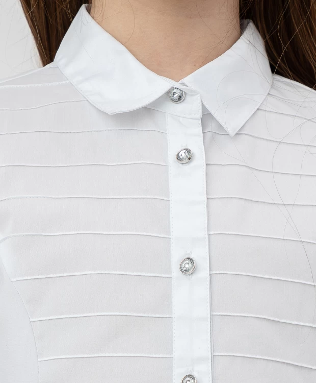 фото Белая рубашка с пуговицами-стразами button blue (134)