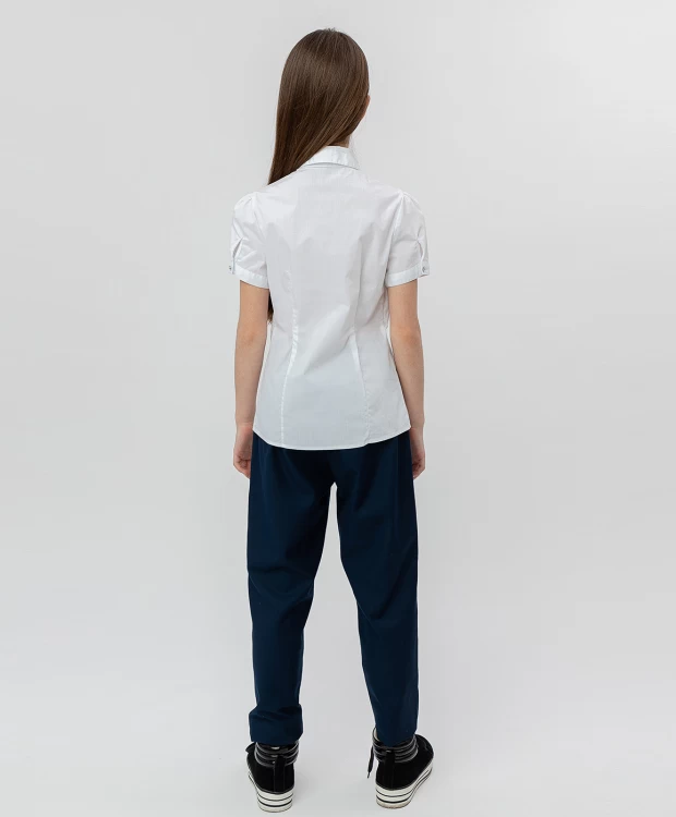 фото Белая рубашка с коротким рукавом button blue (128)