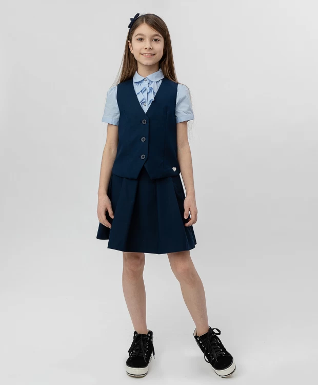фото Синий классический жилет button blue (158)