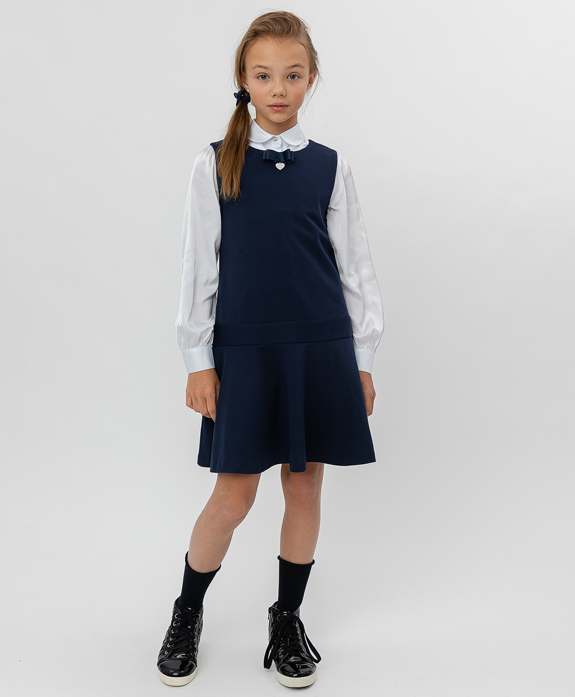 фото Синее трикотажное платье button blue