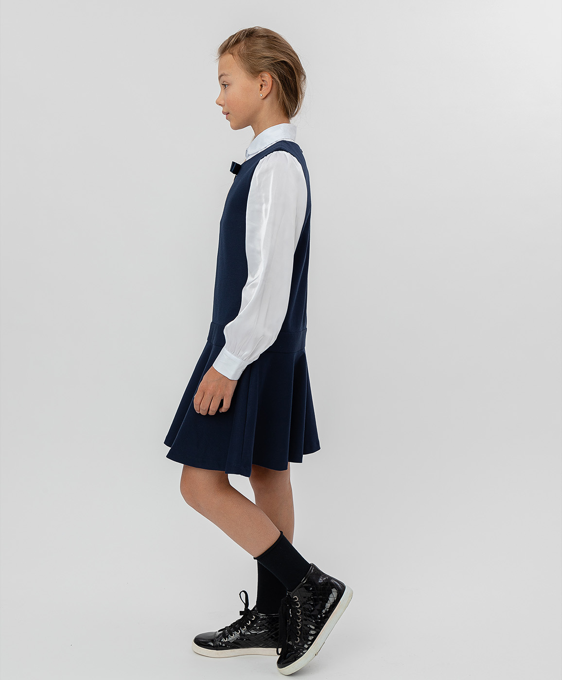 фото Синее трикотажное платье button blue