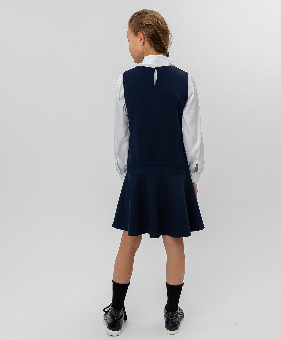 фото Синее трикотажное платье button blue