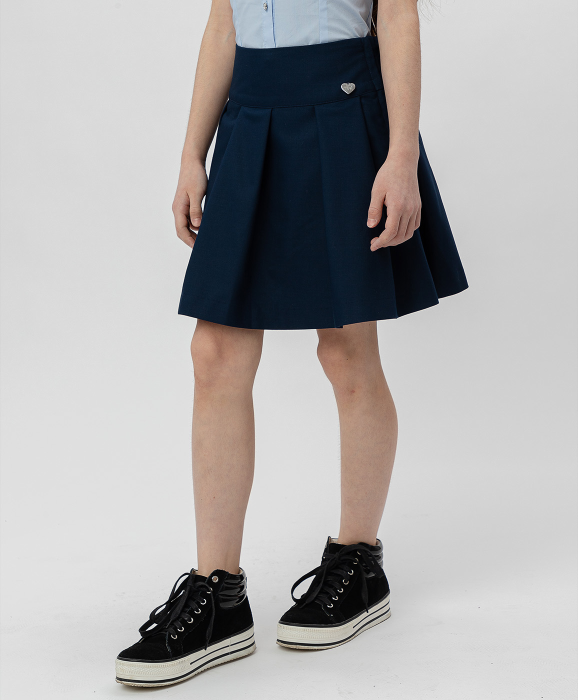 фото Синяя юбка в складку button blue