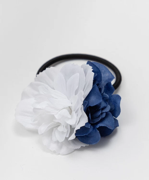 фото Резинка для волос с цветами button blue (без размера)