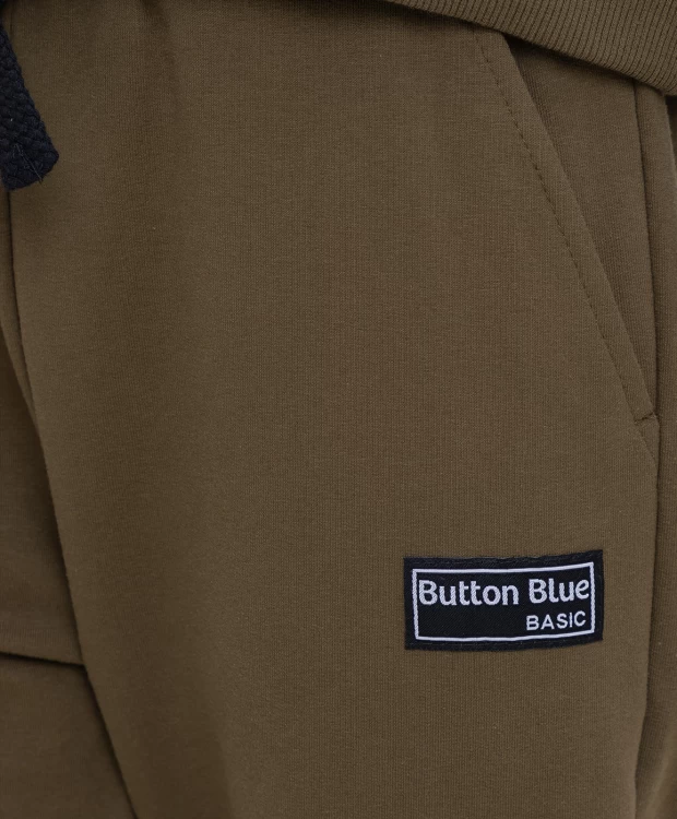фото Брюки из футера хаки button blue (146)