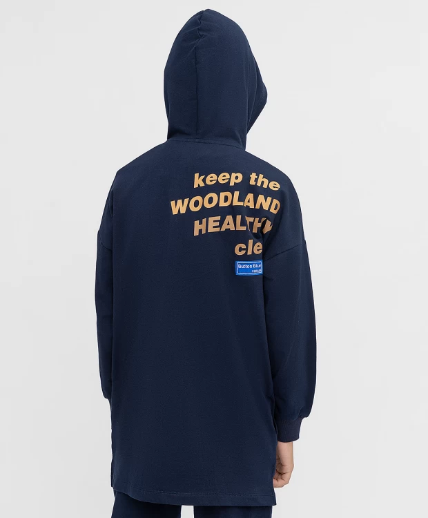 фото Толстовка удлиненная синяя button blue (140)