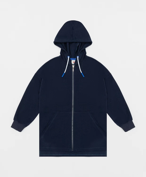 фото Толстовка удлиненная синяя button blue (140)