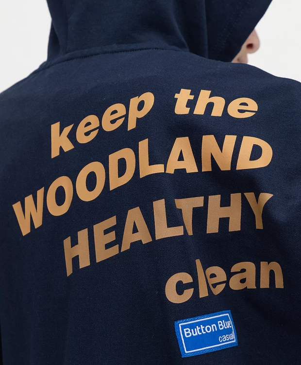 фото Толстовка удлиненная синяя button blue (140)