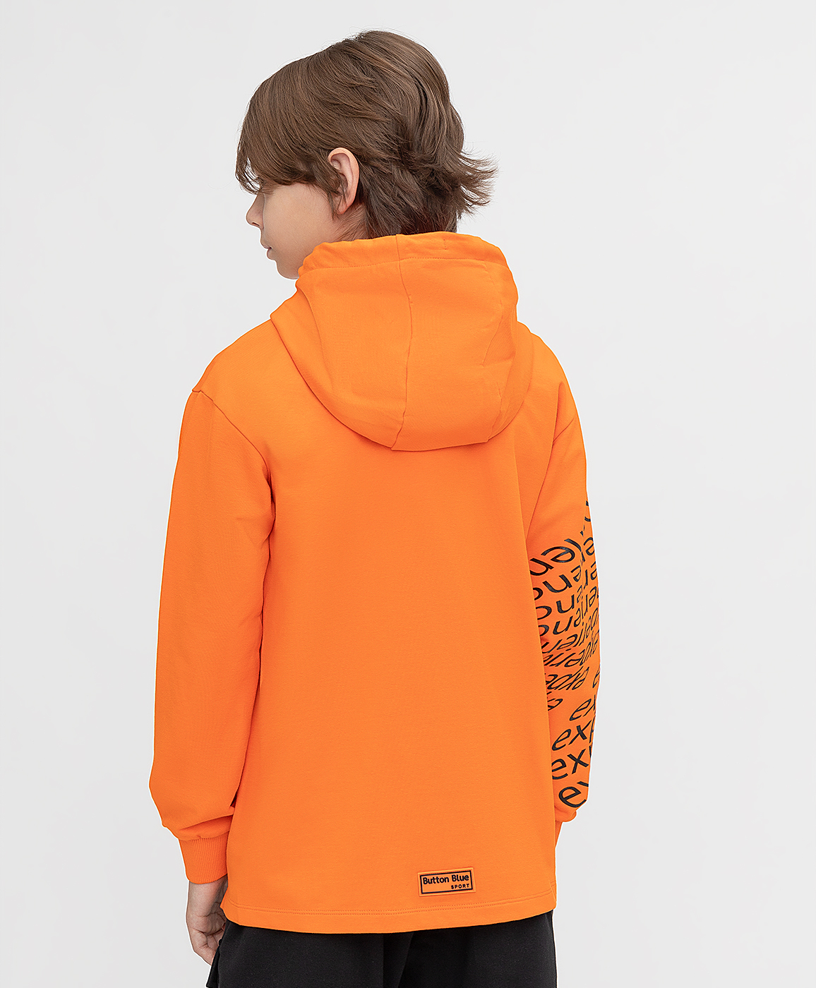 фото Толстовка оранжевая с капюшоном button blue
