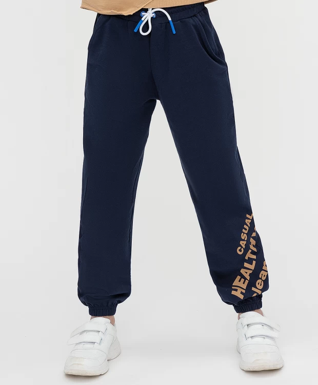 фото Брюки из футера button blue (134)