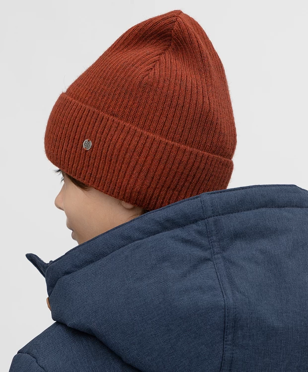 фото Шапка на подкладе оранжевая button blue (56)